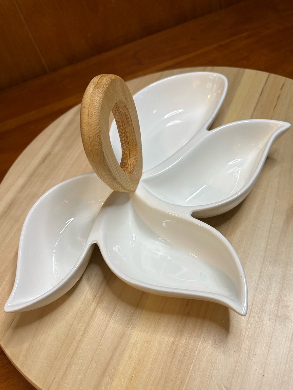 Brandani Octopus Porcelain and Natural Bamboo Serving dish